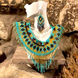 Huichol necklace and earrings set!